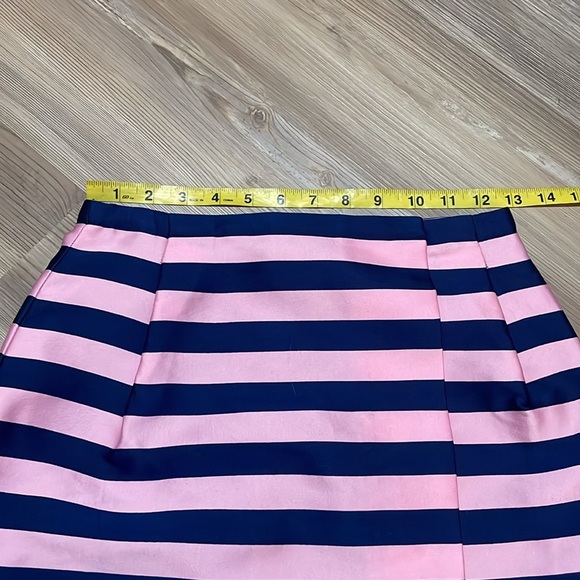 J. Crew Pencil Skirt Wrap Pink Navy Striped Size 00 Silk blend Classy Trendy NWT - Picture 8 of 13